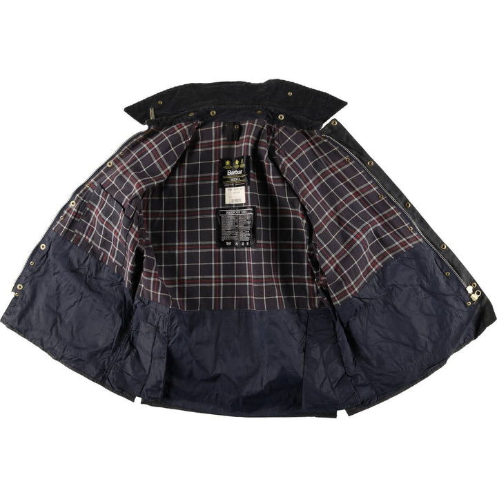 1990'S Barbour Bedale Badged 3 Warrant Waxed Cotton Oiled Jacket, Made in the UK, Size C40, Men's Medium cotton Charcoal Vintage Second Hand