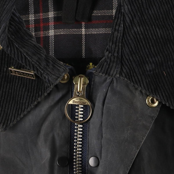 1990'S Barbour Bedale Badged 3 Warrant Waxed Cotton Oiled Jacket, Made in the UK, Size C40, Men's Medium cotton Charcoal Vintage Second Hand