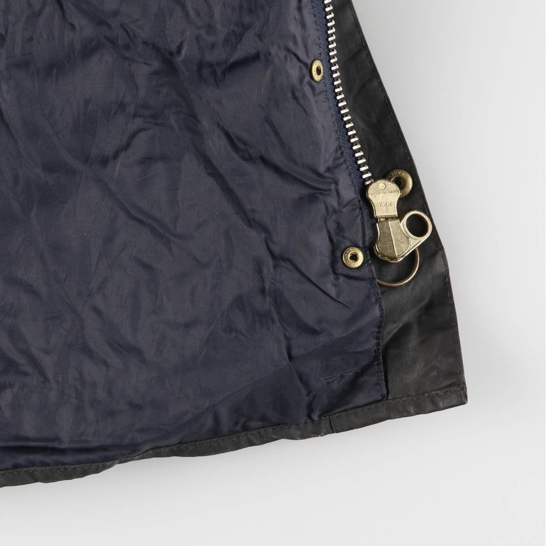 1990'S Barbour Bedale Badged 3 Warrant Waxed Cotton Oiled Jacket, Made in the UK, Size C40, Men's Medium cotton Charcoal Vintage Second Hand