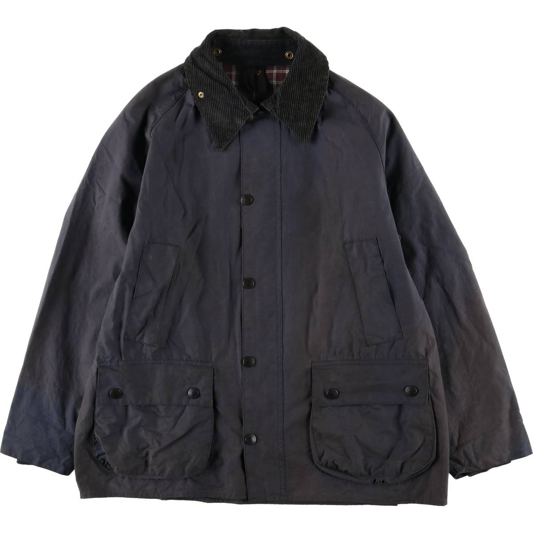 1990'S Barbour Bedale (formerly 3 Warrant) waxed cotton oiled jacket, made in England, C40, men's size M cotton navy blue type Vintage Second Hand