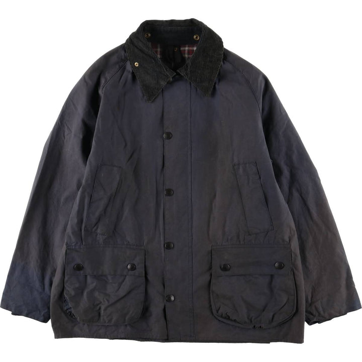 1990'S Barbour Bedale (formerly 3 Warrant) waxed cotton oiled jacket, made in England, C40, men's size M cotton navy blue type Vintage Second Hand