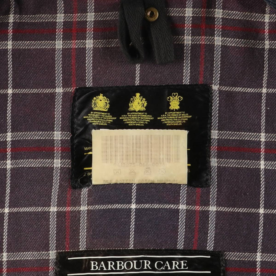 1990'S Barbour Bedale (formerly 3 Warrant) waxed cotton oiled jacket, made in England, C40, men's size M cotton navy blue type Vintage Second Hand