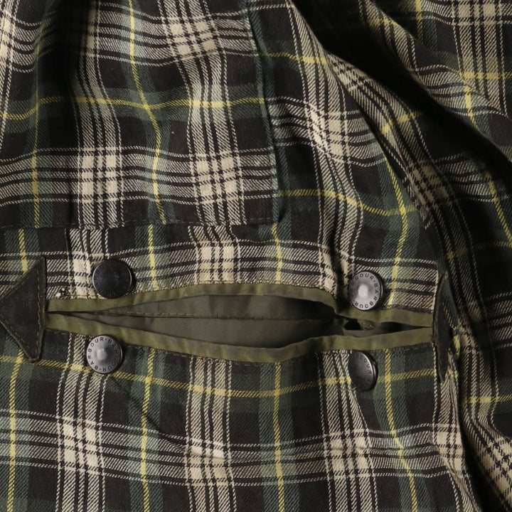 1990'S Barbour Border Waxed Cotton Oiled Jacket with Old 3 Warrant Badge, Made in the UK, Size C44, Men's Size L cotton Khaki type Vintage Second Hand