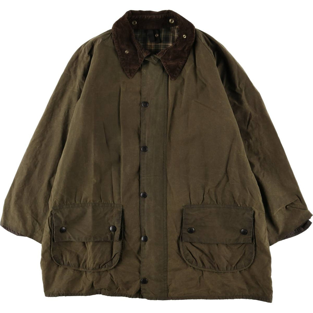 80s-90'S Barbour GAMEFAIR 3-Warrant Waxed Cotton Oiled Jacket, Made in England, C44, Men's Size L cotton Khaki type Vintage Second Hand