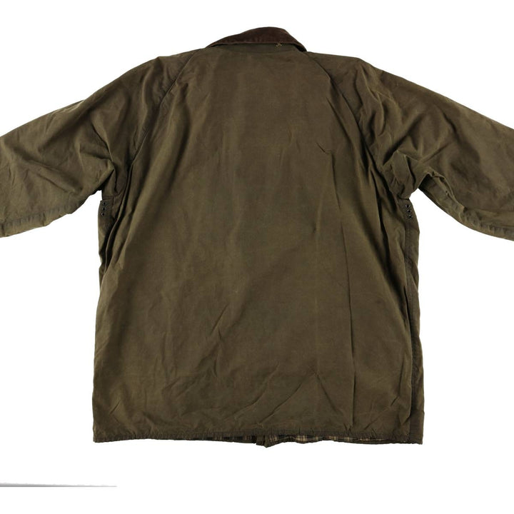 80s-90'S Barbour GAMEFAIR 3-Warrant Waxed Cotton Oiled Jacket, Made in England, C44, Men's Size L cotton Khaki type Vintage Second Hand