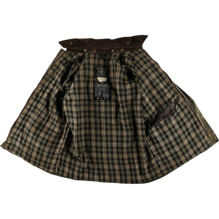 80s-90'S Barbour GAMEFAIR 3-Warrant Waxed Cotton Oiled Jacket, Made in England, C44, Men's Size L cotton Khaki type Vintage Second Hand