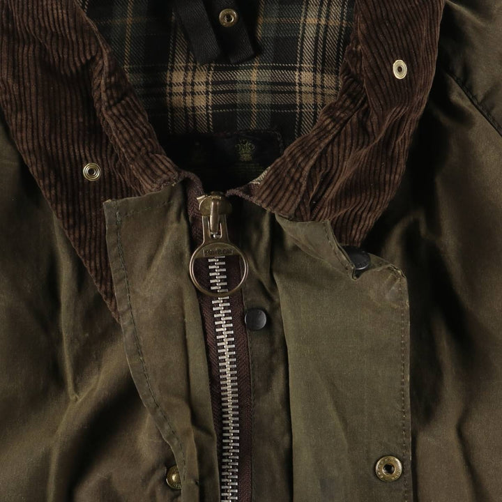 80s-90'S Barbour GAMEFAIR 3-Warrant Waxed Cotton Oiled Jacket, Made in England, C44, Men's Size L cotton Khaki type Vintage Second Hand