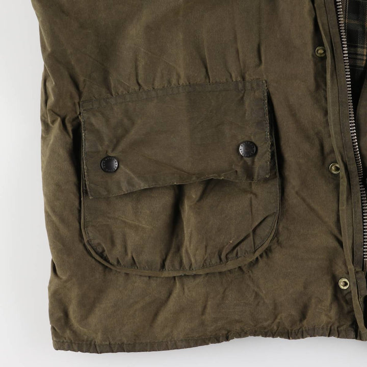 80s-90'S Barbour GAMEFAIR 3-Warrant Waxed Cotton Oiled Jacket, Made in England, C44, Men's Size L cotton Khaki type Vintage Second Hand