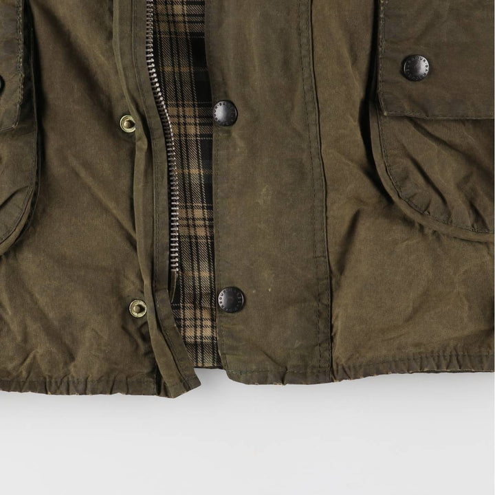 80s-90'S Barbour GAMEFAIR 3-Warrant Waxed Cotton Oiled Jacket, Made in England, C44, Men's Size L cotton Khaki type Vintage Second Hand