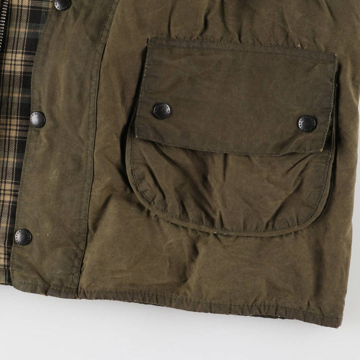 80s-90'S Barbour GAMEFAIR 3-Warrant Waxed Cotton Oiled Jacket, Made in England, C44, Men's Size L cotton Khaki type Vintage Second Hand
