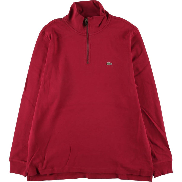 Lacoste French-designed half-zip sweatshirt, size 7, men's size L cotton red type Vintage Second Hand