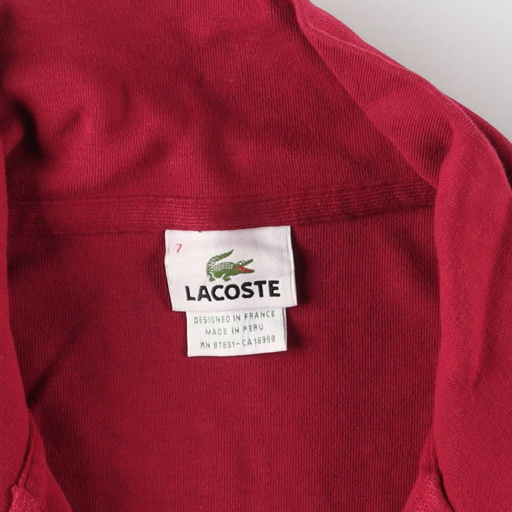 Lacoste French-designed half-zip sweatshirt, size 7, men's size L cotton red type Vintage Second Hand