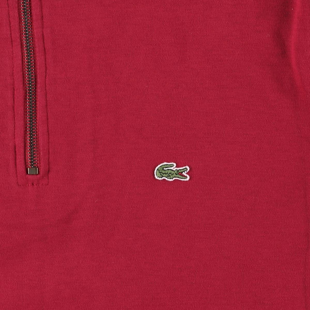 Lacoste French-designed half-zip sweatshirt, size 7, men's size L cotton red type Vintage Second Hand