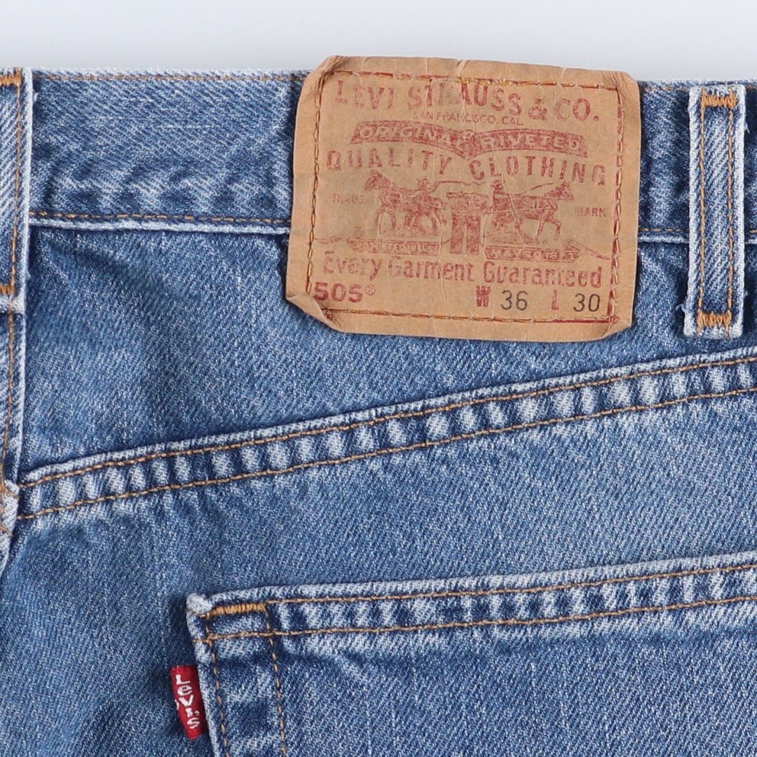 00'S Levi's 505 REGULAR FIT STRAIGHT LEG tapered denim pants made in USA, men's size w34 cotton blue type Vintage Second Hand