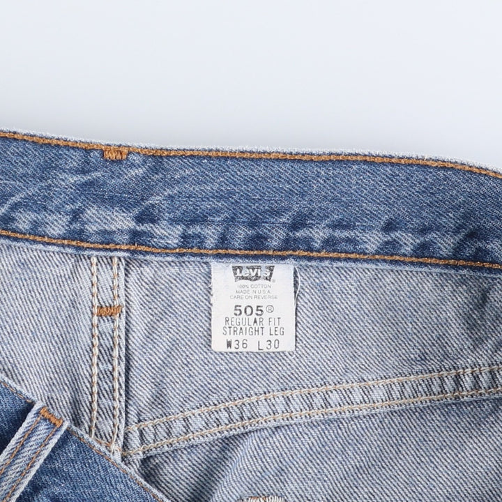 00'S Levi's 505 REGULAR FIT STRAIGHT LEG tapered denim pants made in USA, men's size w34 cotton blue type Vintage Second Hand