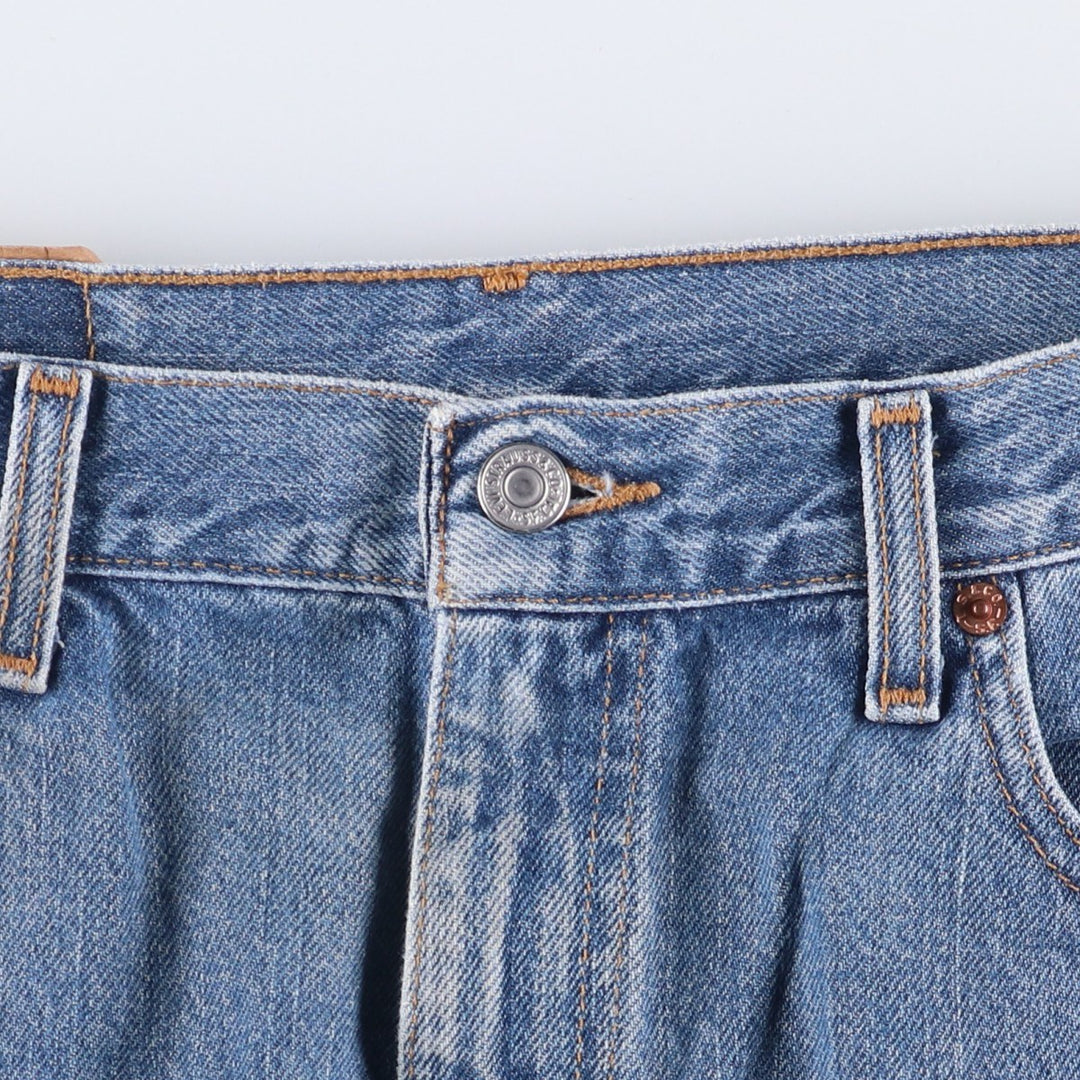 00'S Levi's 505 REGULAR FIT STRAIGHT LEG tapered denim pants made in USA, men's size w34 cotton blue type Vintage Second Hand