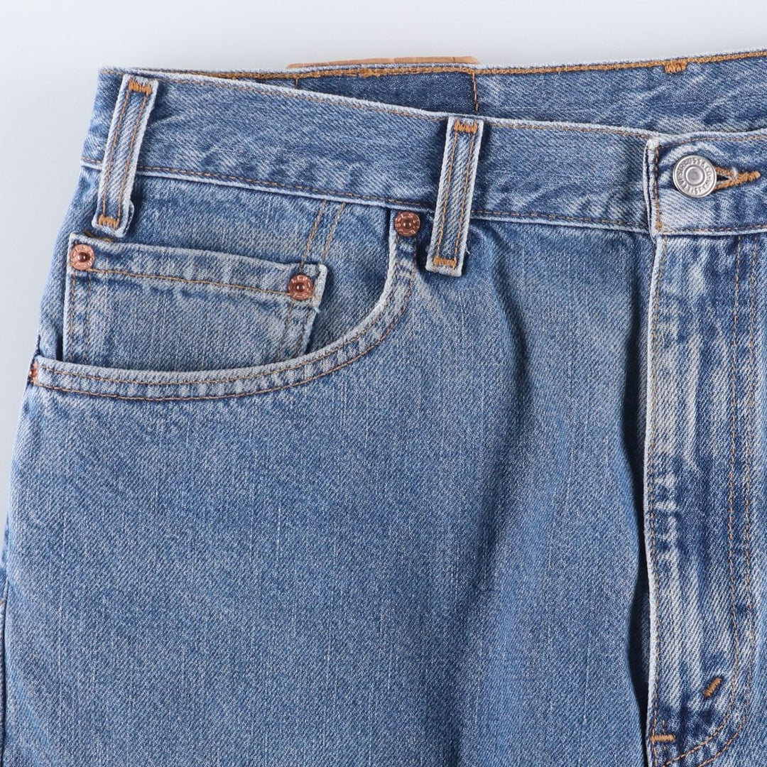 00'S Levi's 505 REGULAR FIT STRAIGHT LEG tapered denim pants made in USA, men's size w34 cotton blue type Vintage Second Hand