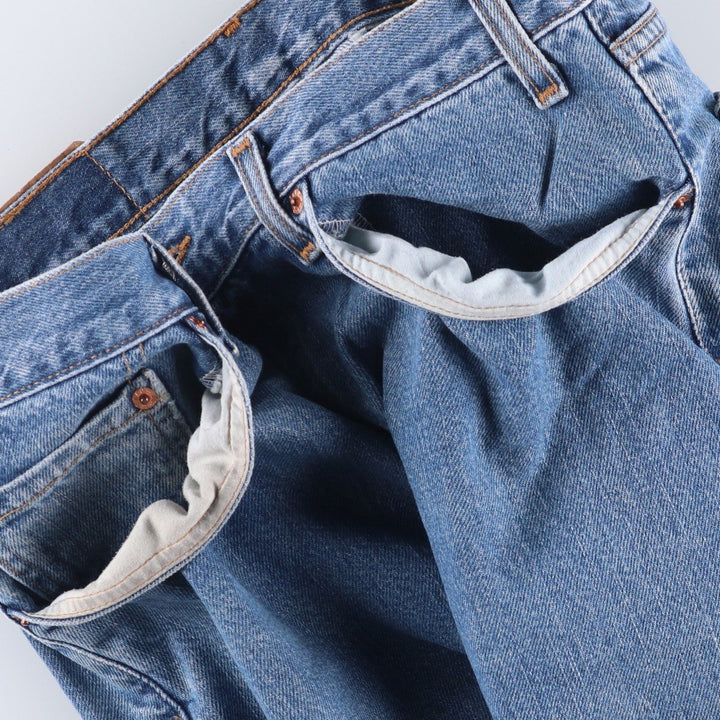 00'S Levi's 505 REGULAR FIT STRAIGHT LEG tapered denim pants made in USA, men's size w34 cotton blue type Vintage Second Hand