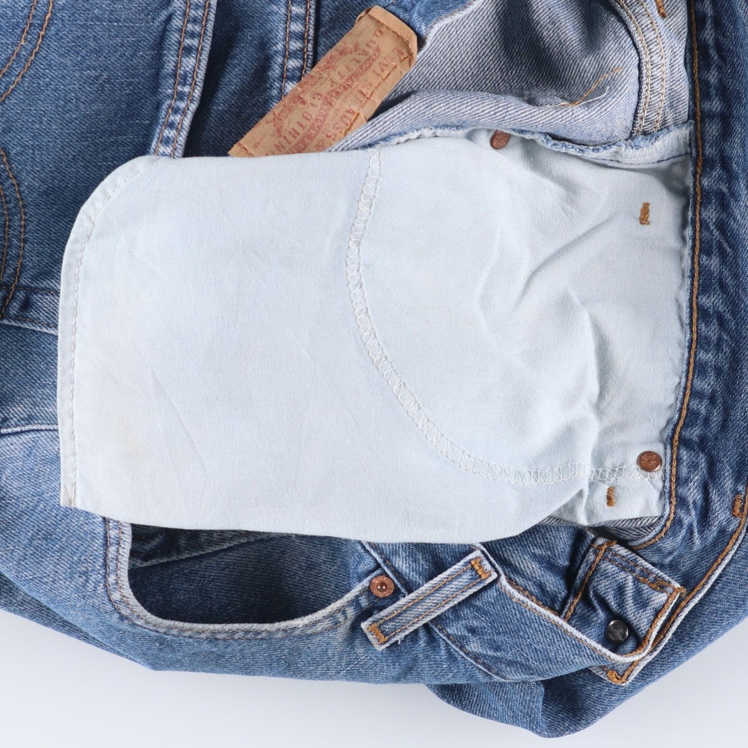 00'S Levi's 505 REGULAR FIT STRAIGHT LEG tapered denim pants made in USA, men's size w34 cotton blue type Vintage Second Hand