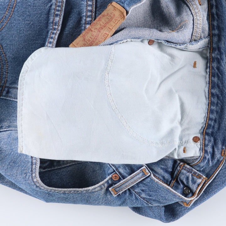 00'S Levi's 505 REGULAR FIT STRAIGHT LEG tapered denim pants made in USA, men's size w34 cotton blue type Vintage Second Hand