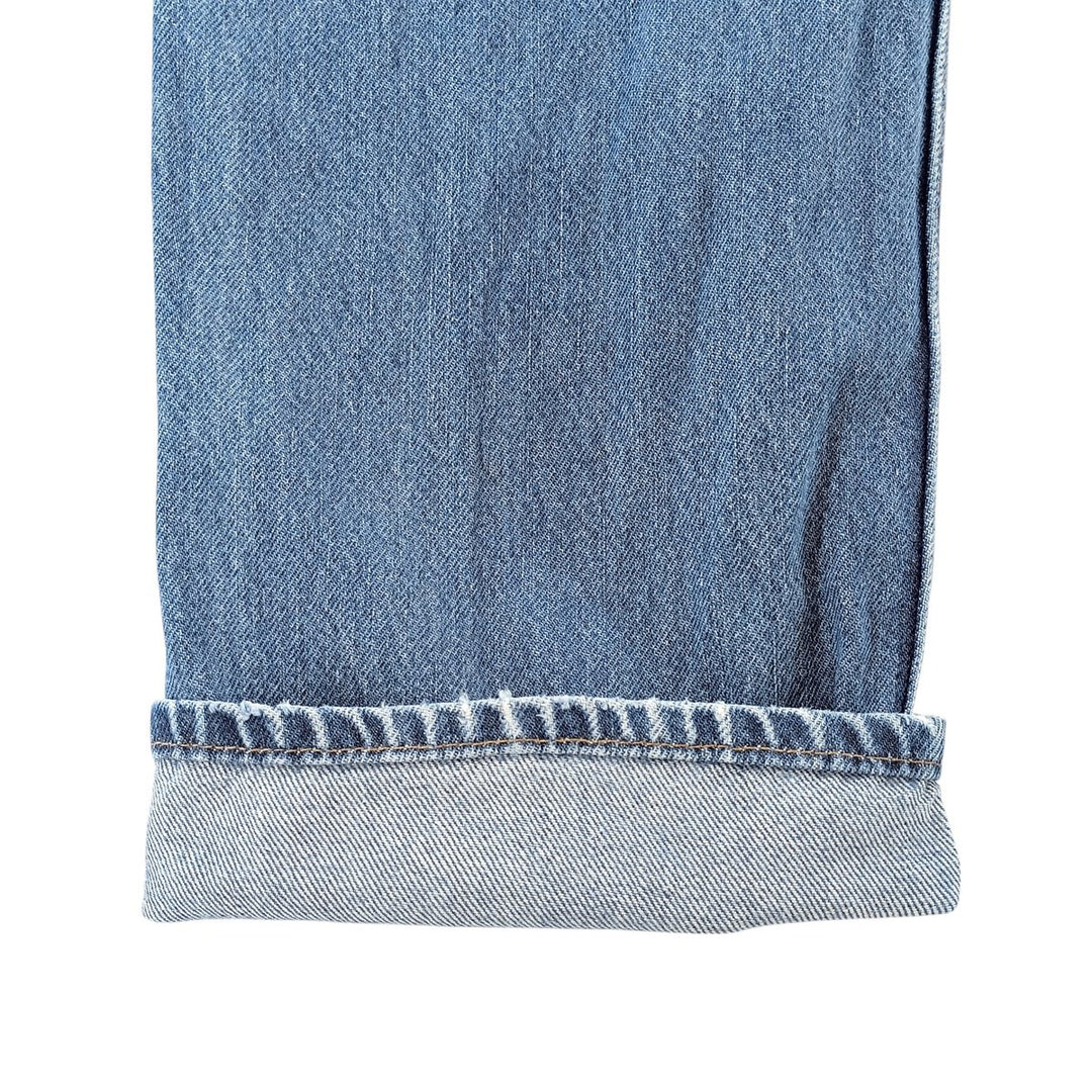 00'S Levi's 505 REGULAR FIT STRAIGHT LEG tapered denim pants made in USA, men's size w34 cotton blue type Vintage Second Hand