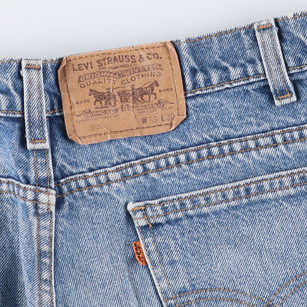 Levi's 505 Orange Tab Tapered Denim Pants, Made in USA, Men's Size W32 cotton blue type Vintage Second Hand