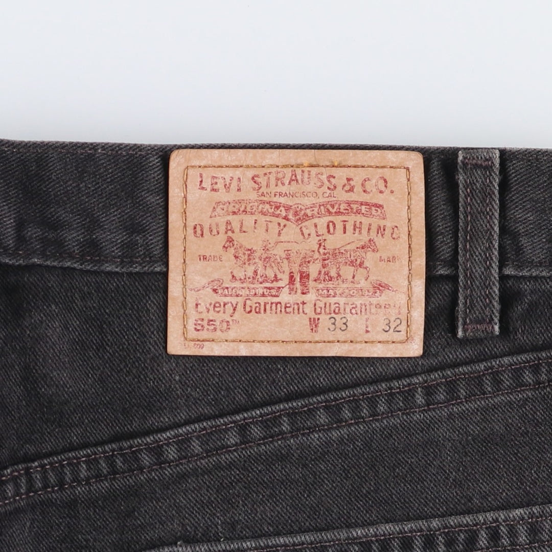 00'S Levi's 550 Relaxed Fit Black Denim Tapered Denim Pants Men's W32 cotton black type Vintage Second Hand