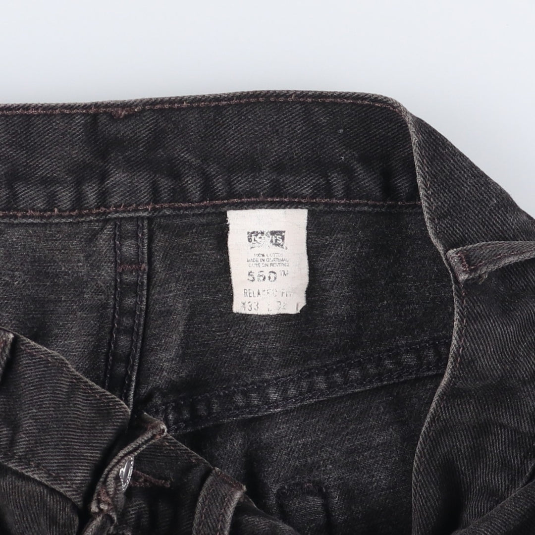 00'S Levi's 550 Relaxed Fit Black Denim Tapered Denim Pants Men's W32 cotton black type Vintage Second Hand