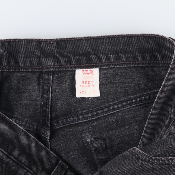 00'S Levi's 550 Relaxed Fit Black Denim Tapered Denim Pants Men's W31 cotton black type Vintage Second Hand