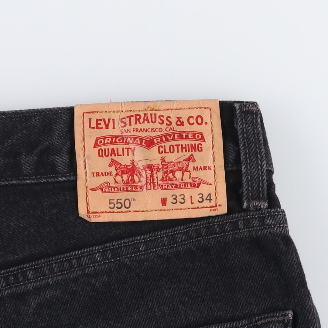 00'S Levi's 550 Relaxed Fit Black Denim Tapered Denim Pants Men's W33 cotton black type Vintage Second Hand