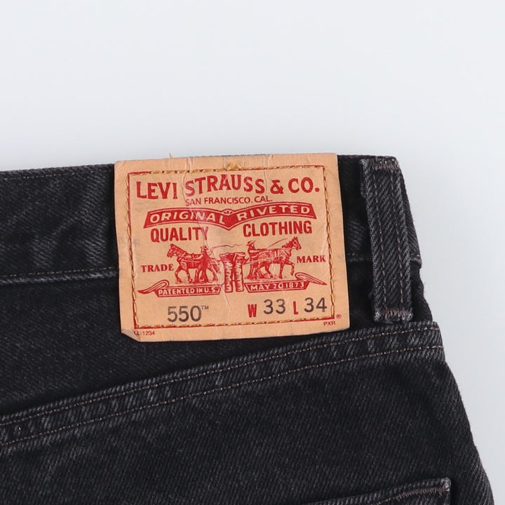00'S Levi's 550 Relaxed Fit Black Denim Tapered Denim Pants Men's W33 cotton black type Vintage Second Hand