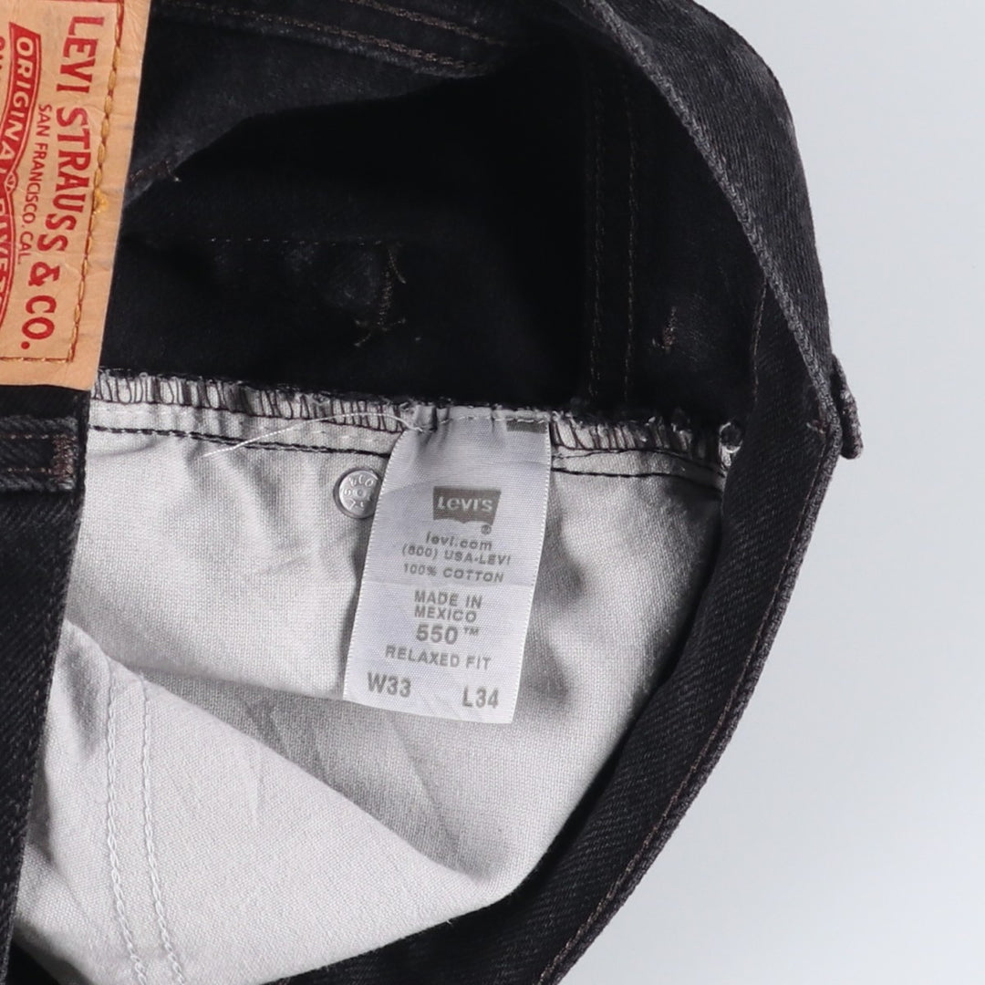 00'S Levi's 550 Relaxed Fit Black Denim Tapered Denim Pants Men's W33 cotton black type Vintage Second Hand