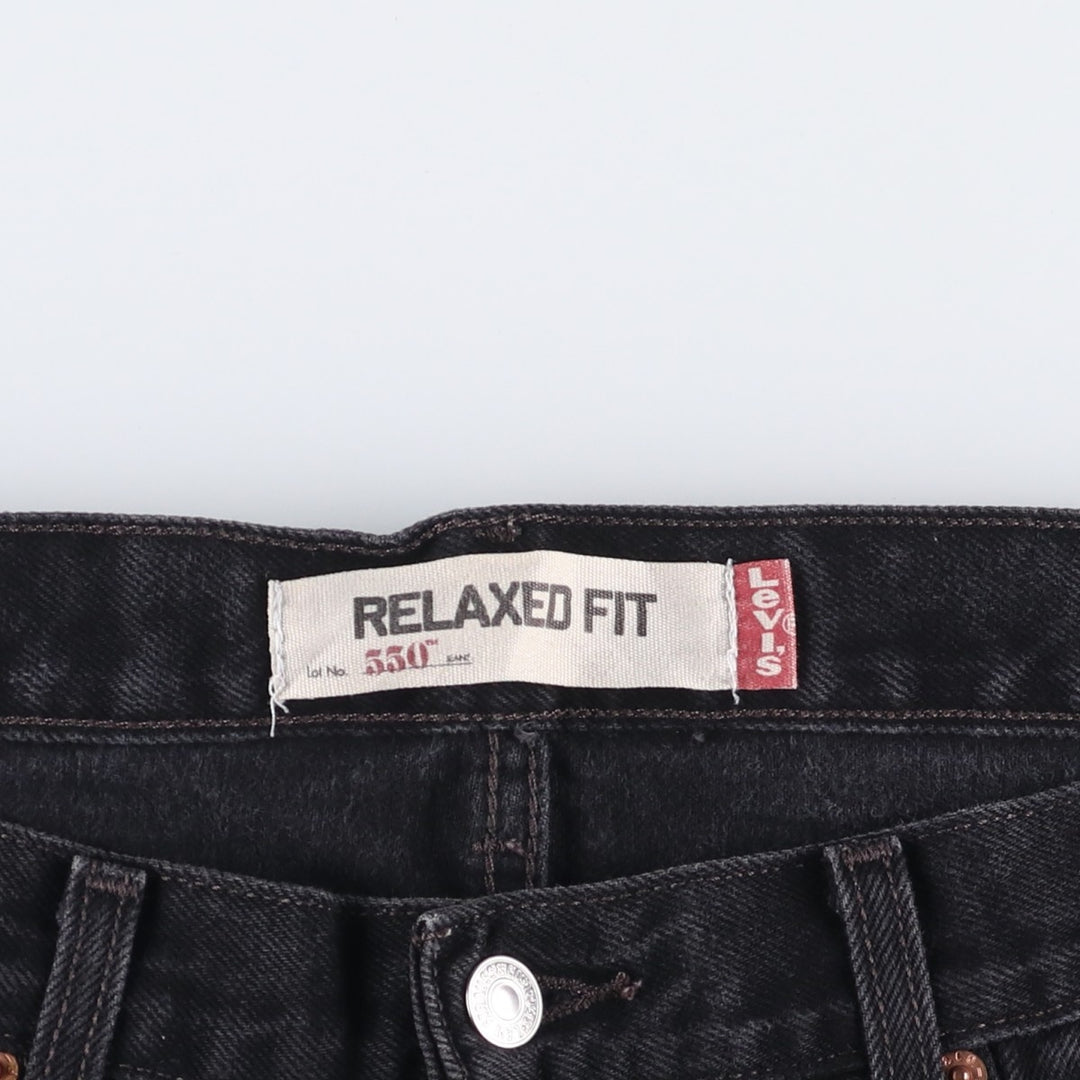 00'S Levi's 550 Relaxed Fit Black Denim Tapered Denim Pants Men's W33 cotton black type Vintage Second Hand