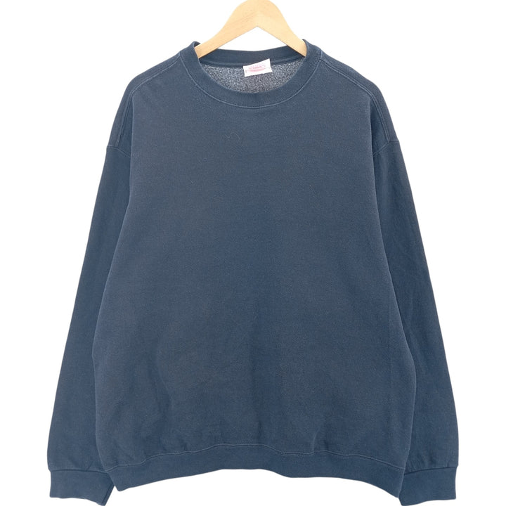 Vintage 90'S BVD Premium Freece plain blank sweatshirt, men's size XL cotton navy blue type Vintage Second Hand