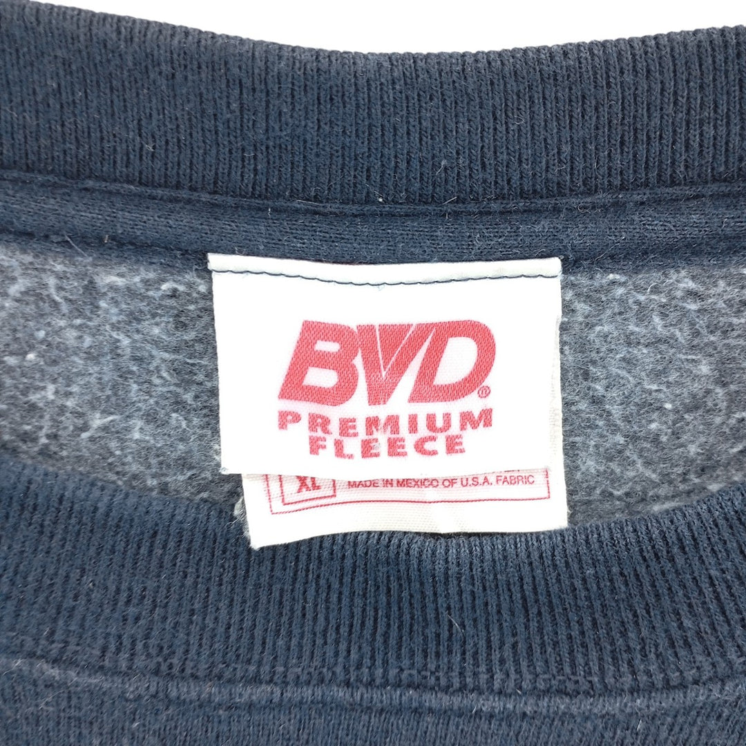 Vintage 90'S BVD Premium Freece plain blank sweatshirt, men's size XL cotton navy blue type Vintage Second Hand