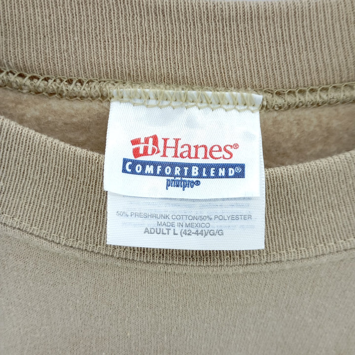 Vintage 90s-00'S Hanes COMFORTBLEND plain blank sweatshirt, men's size L cotton Beige type Vintage Second Hand