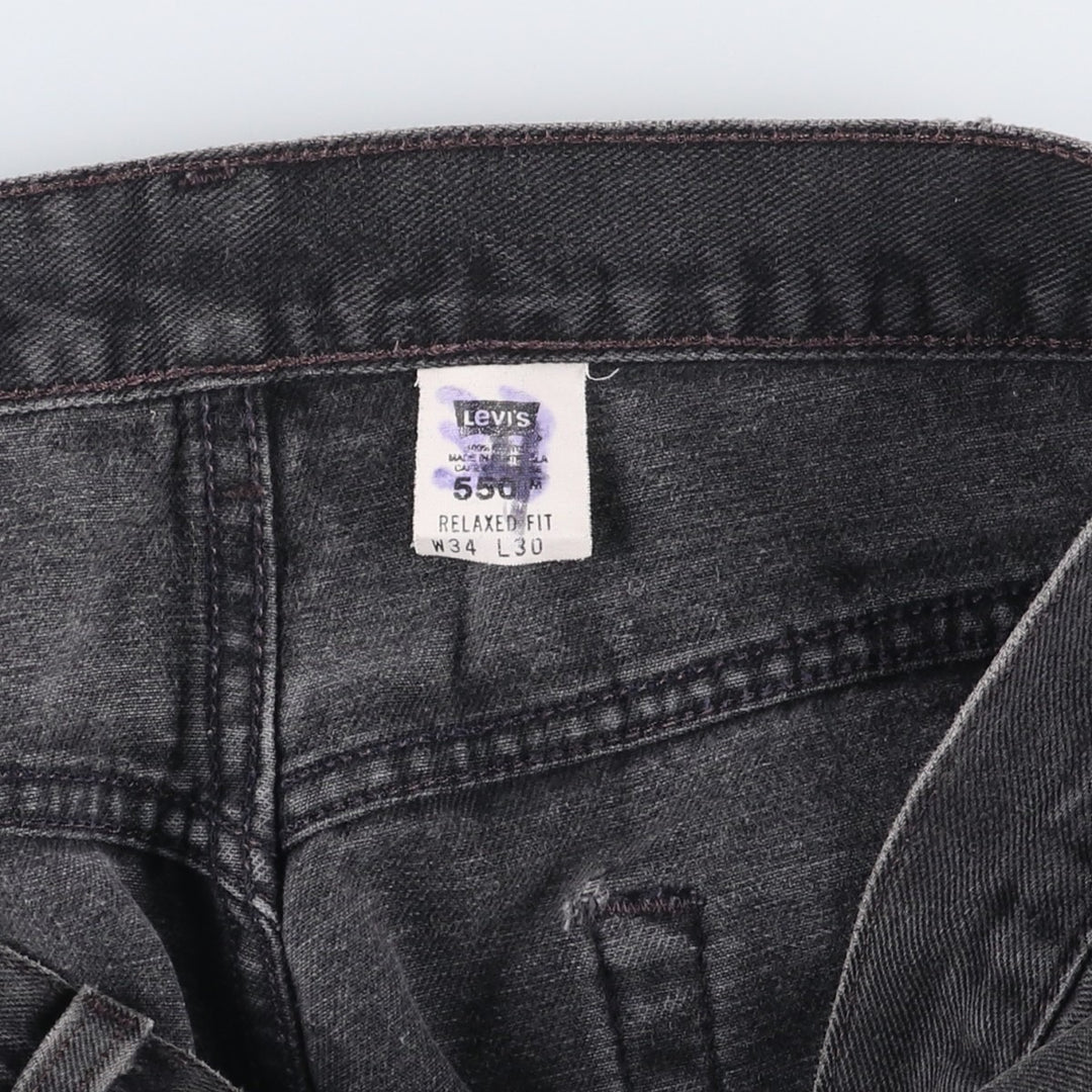 00'S Levi's 550 Relaxed Fit Black Denim Tapered Denim Pants Men's W34 cotton black type Vintage Second Hand