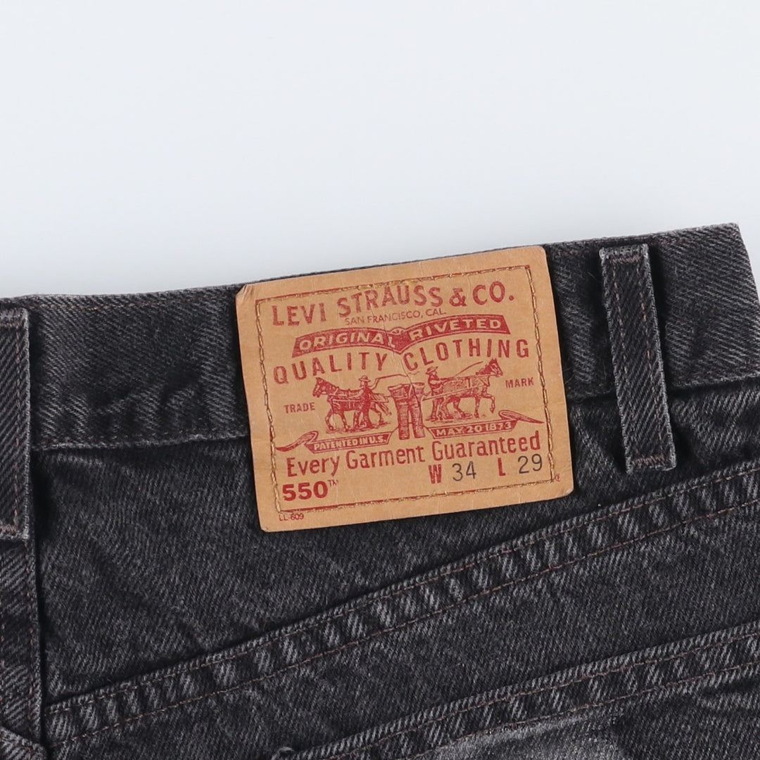 2000'S Levi's 550 Relaxed Fit Tapered Denim Pants, Black, Men's, Size W30 cotton black type Vintage Second Hand