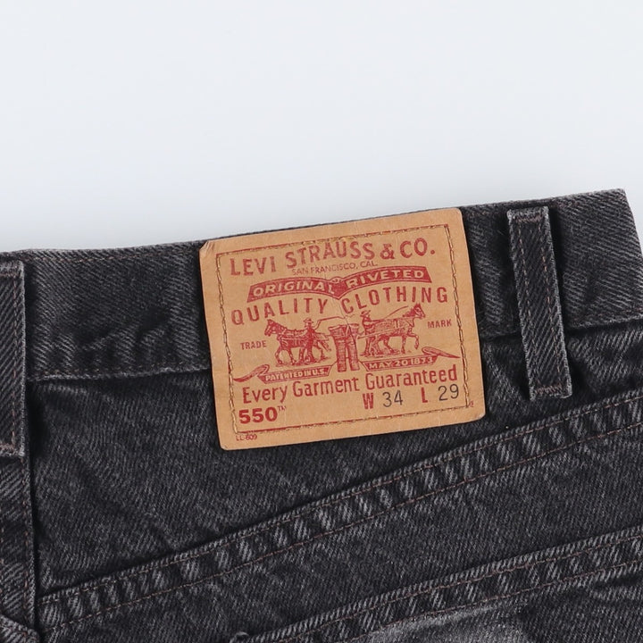 2000'S Levi's 550 Relaxed Fit Tapered Denim Pants, Black, Men's, Size W30 cotton black type Vintage Second Hand