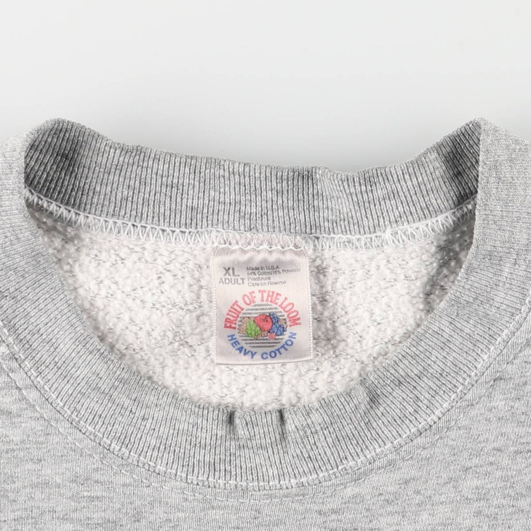 Vintage 90'S Fruit of the Loom Heavy Cotton College Sweatshirt, Made in USA, Men's Size XL cotton gray type Vintage Second Hand