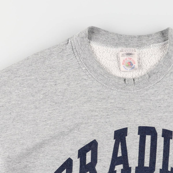 Vintage 90'S Fruit of the Loom Heavy Cotton College Sweatshirt, Made in USA, Men's Size XL cotton gray type Vintage Second Hand