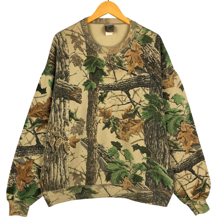 Vintage 90'S Jerzees Camouflage Pattern Realtree Camo Print Sweatshirt, Men's XXL cotton Khaki type beige Vintage Second Hand