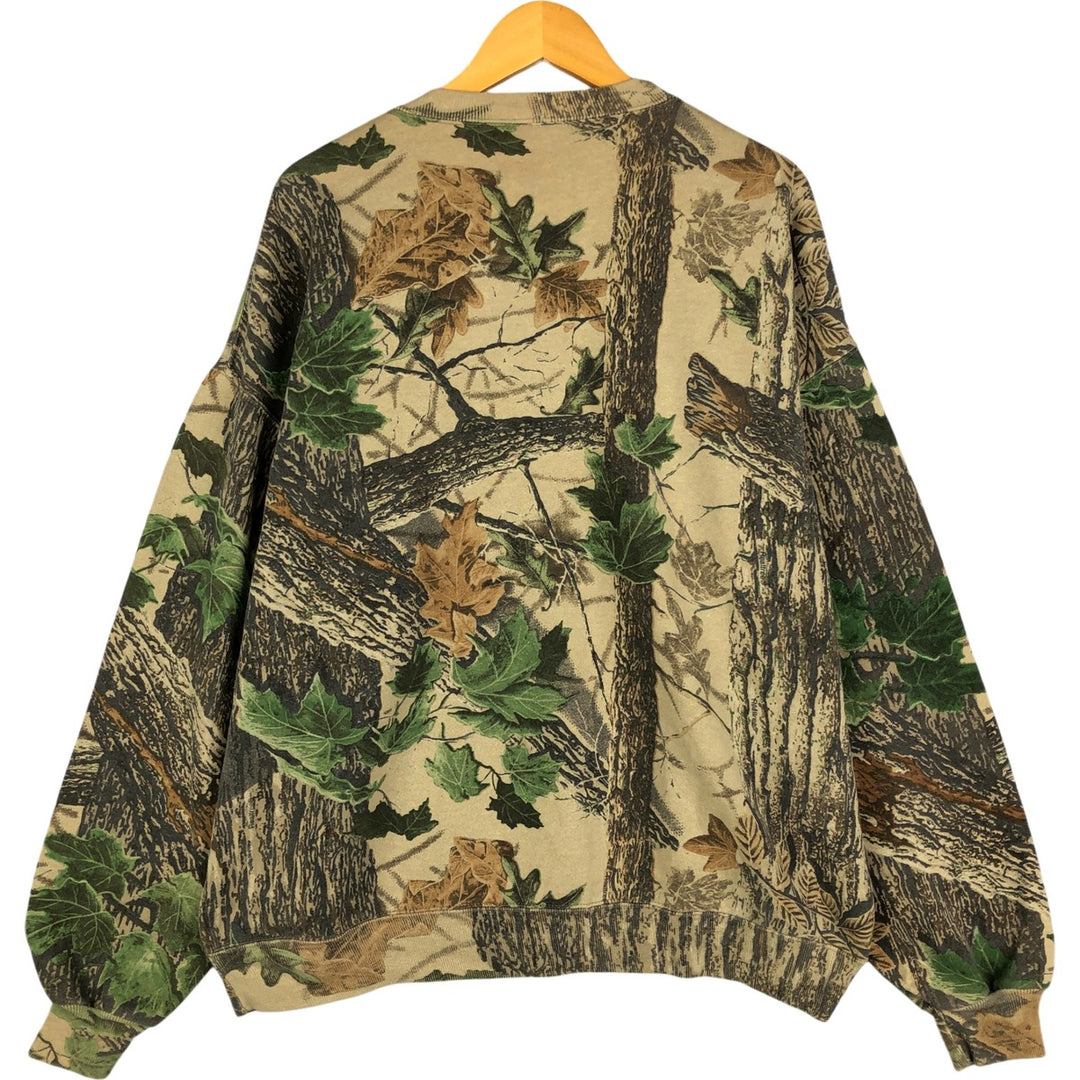 Vintage 90'S Jerzees Camouflage Pattern Realtree Camo Print Sweatshirt, Men's XXL cotton Khaki type beige Vintage Second Hand