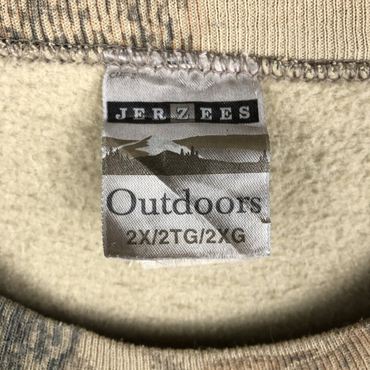 Vintage 90'S Jerzees Camouflage Pattern Realtree Camo Print Sweatshirt, Men's XXL cotton Khaki type beige Vintage Second Hand
