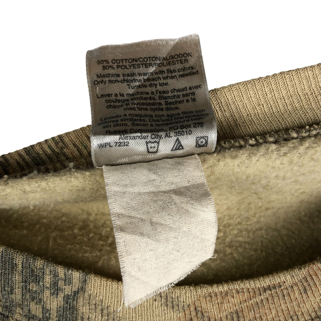 Vintage 90'S Jerzees Camouflage Pattern Realtree Camo Print Sweatshirt, Men's XXL cotton Khaki type beige Vintage Second Hand