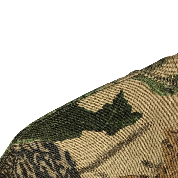 Vintage 90'S Jerzees Camouflage Pattern Realtree Camo Print Sweatshirt, Men's XXL cotton Khaki type beige Vintage Second Hand