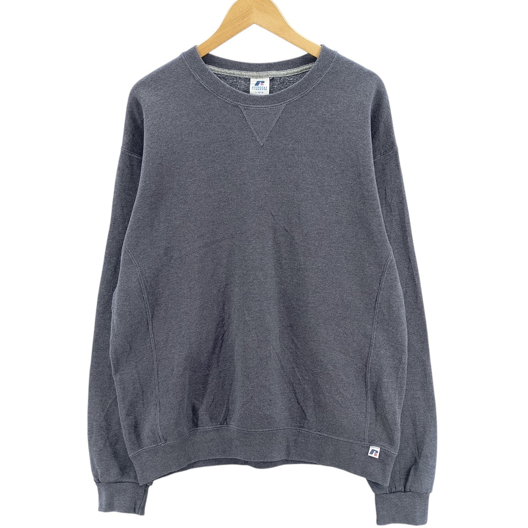 2000'S - Russell plain blank sweatshirt, men's size L cotton navy blue type Vintage Second Hand
