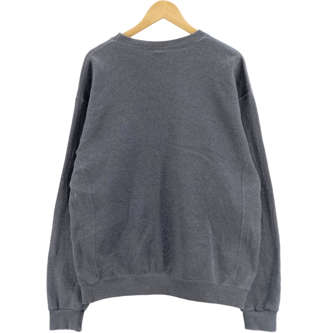 2000'S - Russell plain blank sweatshirt, men's size L cotton navy blue type Vintage Second Hand