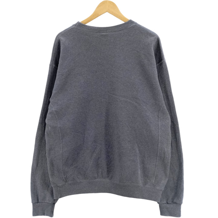 2000'S - Russell plain blank sweatshirt, men's size L cotton navy blue type Vintage Second Hand