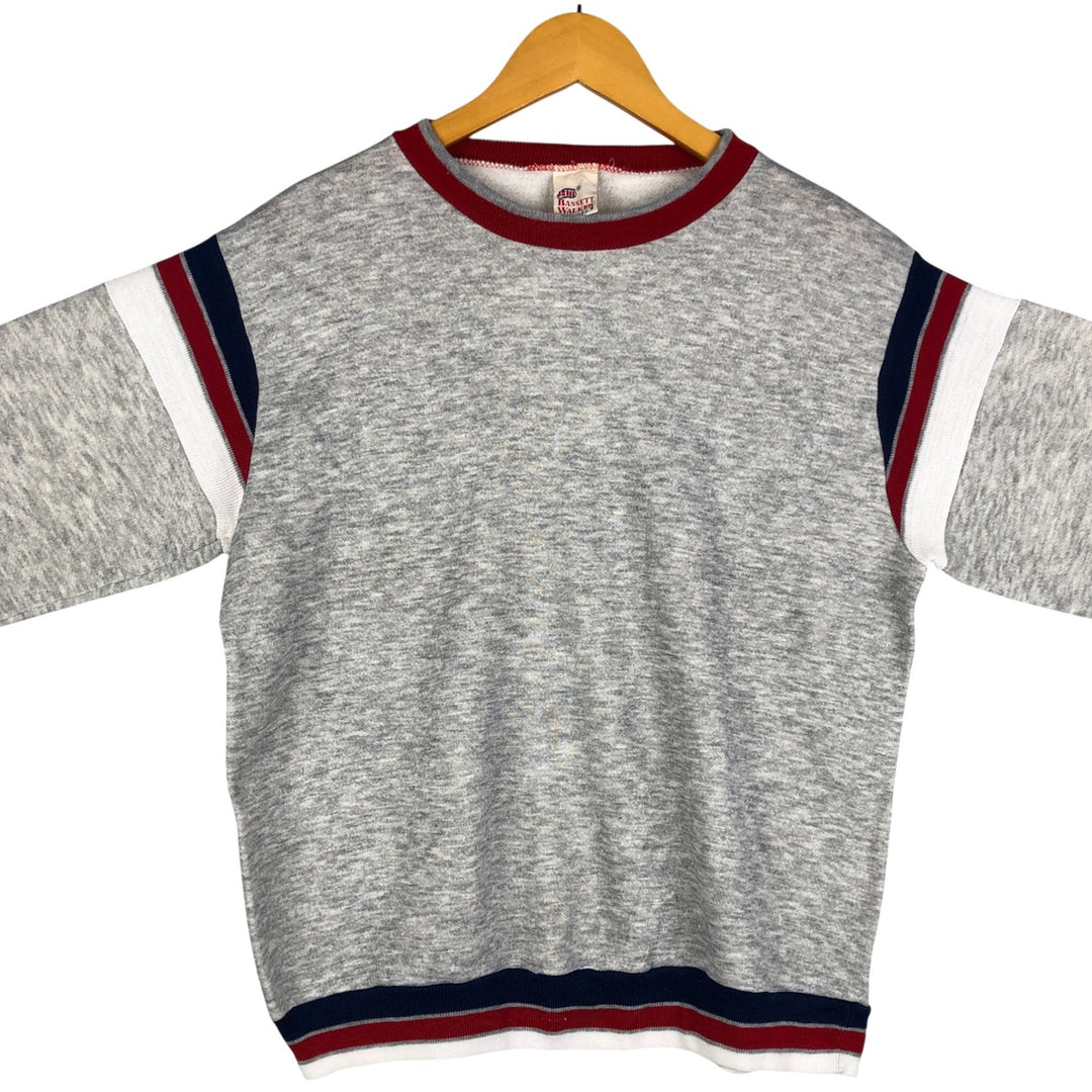 BASSETT WALKER plain blank sweatshirt, made in the USA, men's size L acrylic gray type Vintage Second Hand